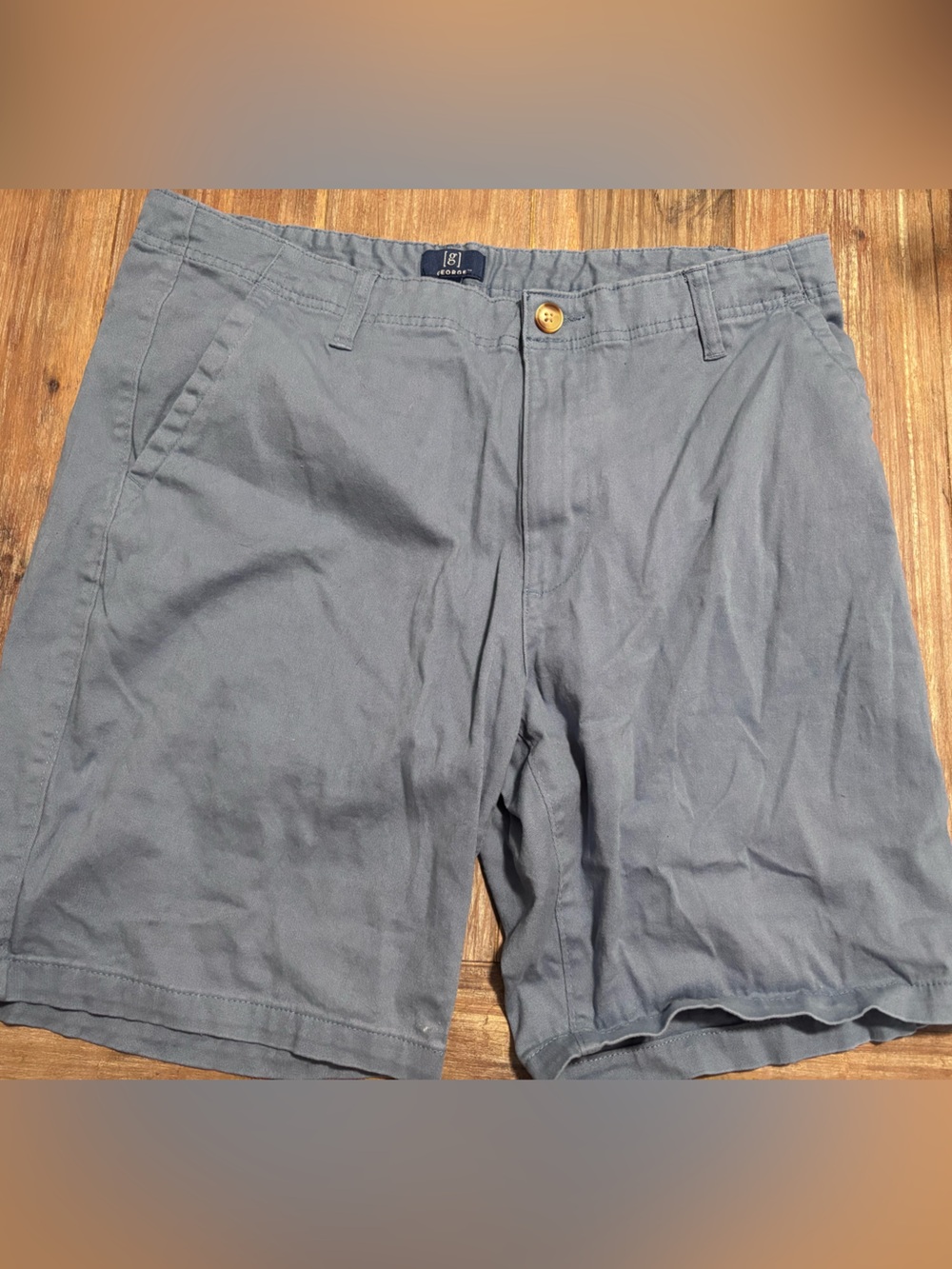 George Men's Slate Blue Flat-Front Chino Shorts